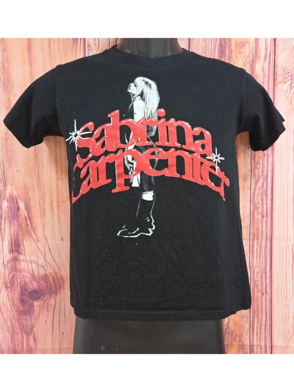 Sabrina Carpenter Graphic Black T-Shirt XXS 100% Cotton